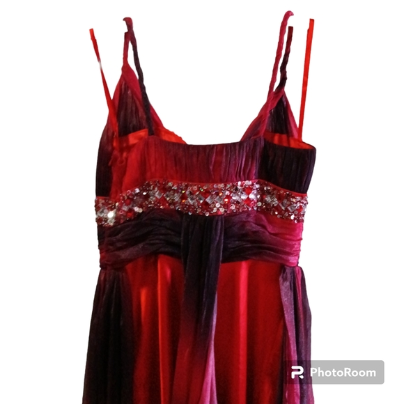 Multi color red gown - Picture 3 of 12